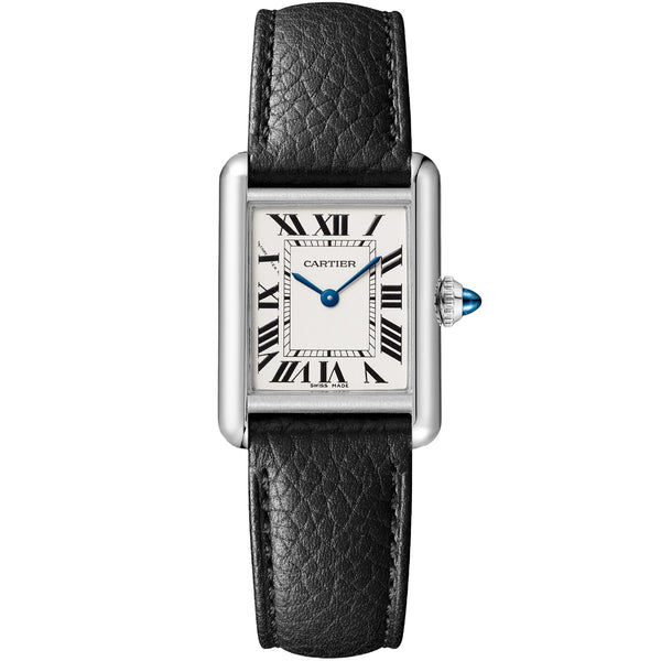 Cartier Tank Must 29.5mm Roman Silver Dial Calf Skin Steel Quartz Watch WSTA0110