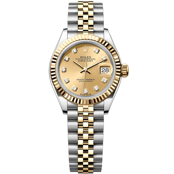 Rolex Lady-Datejust Champagne Diamond Dial Two-Tone Yellow Gold Watch 279173