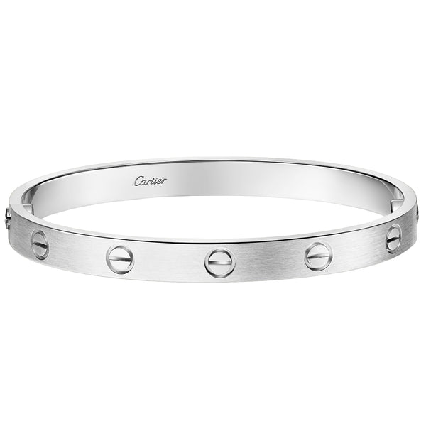 Cartier Love Bracelet Bangle Classic Model White Gold Brushed Finish Size 20