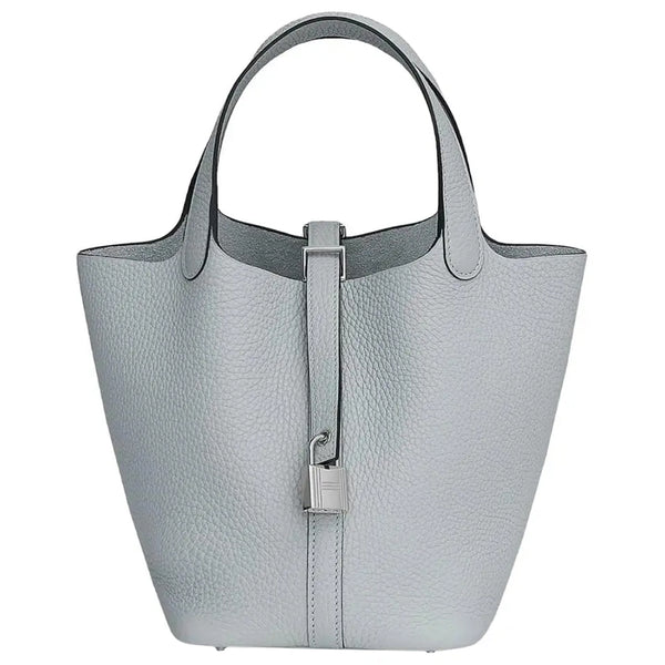 Hermes Picotin Lock 18 Blue Pale Tote Leather Silver Hardware Handbag