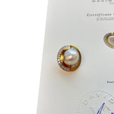 David Webb Platinum and 18K Hammered Gold South Sea Pearl Diamond and Earrings