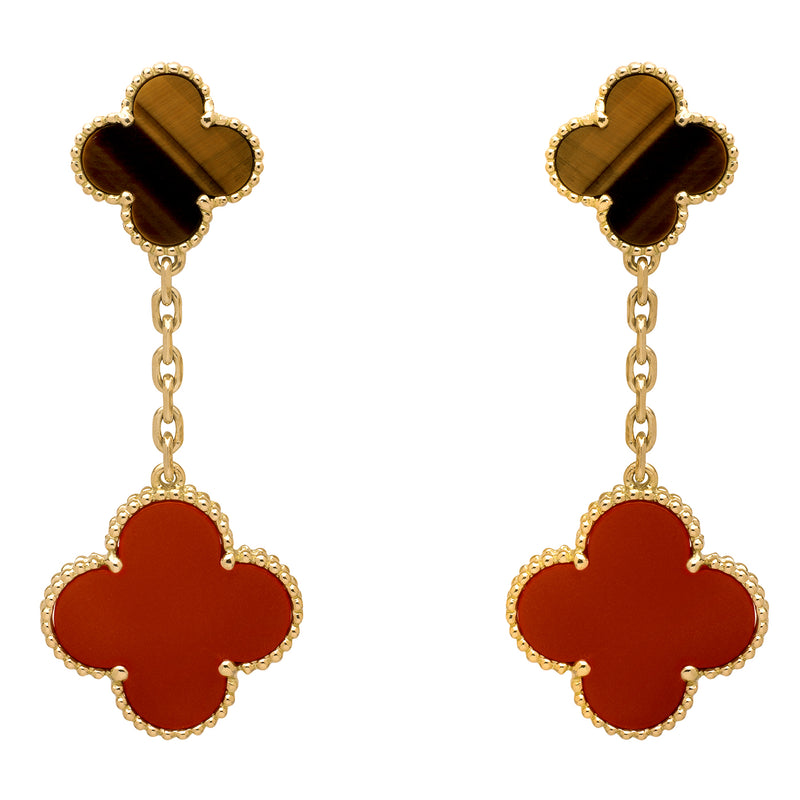 Van Cleef & Arpels Magic Alhambra Earrings 2 Motifs In 18K Yellow Gold