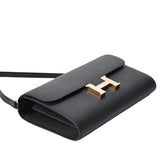 Hermes Constance Wallet To Go Black Epsom Leather Rose Gold Hardware