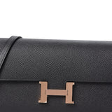 Hermes Constance Wallet To Go Black Epsom Leather Rose Gold Hardware