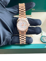 Rolex Day-Date President 36mm Rose Gold Meteorite Diamond Dial Mens Watch 118235