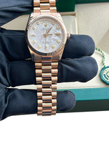 Rolex Day-Date President 36mm Rose Gold Meteorite Diamond Dial Mens Watch 118235