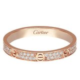 Cartier Love Ring Mini Model 72 Brilliant Cut Paved Diamonds Rose Gold Size 55