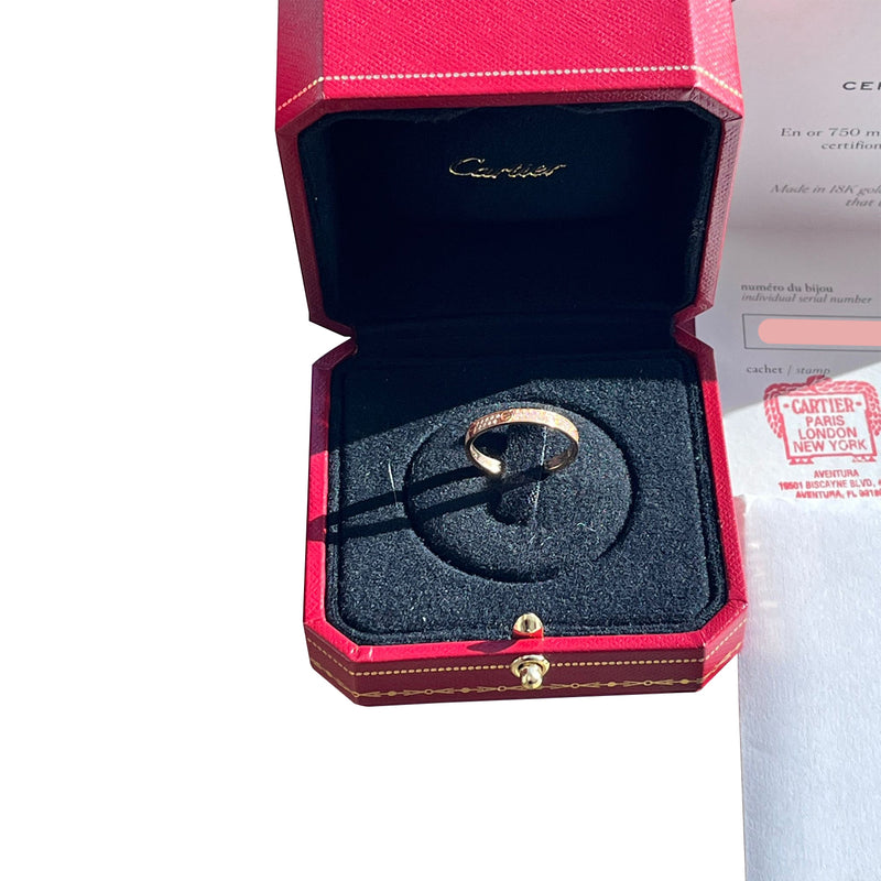 Cartier Love Ring Mini Model 72 Brilliant Cut Paved Diamonds Rose Gold Size 55