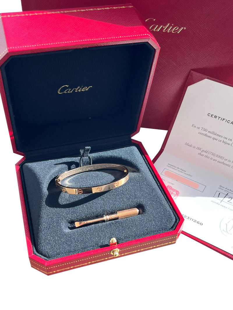 Cartier Love Bracelet Medium Model 18K Rose Gold with Functional Screw and Hinge