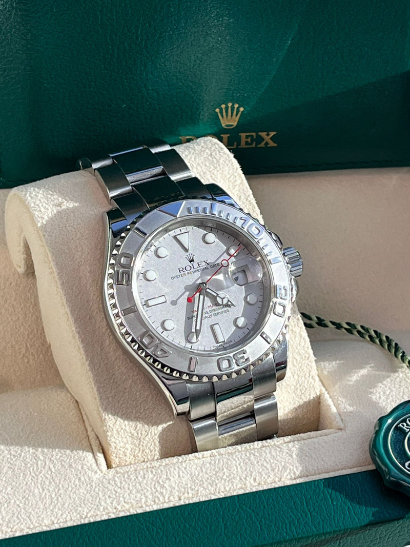 Rolex Yacht-Master 40mm Platinum Dial Bezel Oyster Stainless Steel Watch 16622