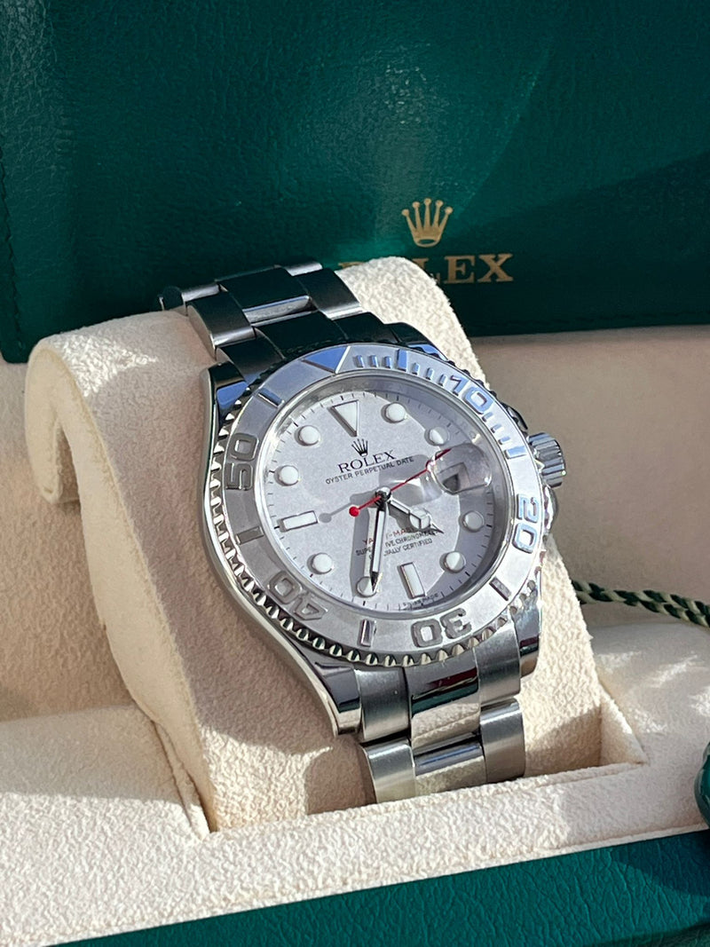 Rolex Yacht-Master 40mm Platinum Dial Bezel Oyster Stainless Steel Watch 16622