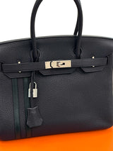 Hermes Birkin 30 Officier Bleu Nuit/Vert Cypress Togo Leather Palladium Hardware