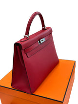 Hermes Kelly Sellier 32 Epsom Leather Rubis Palladium Hardware Handbag