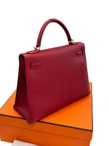 Hermes Kelly Sellier 32 Epsom Leather Rubis Palladium Hardware Handbag