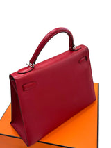 Hermes Kelly Sellier 32 Epsom Leather Rubis Palladium Hardware Handbag