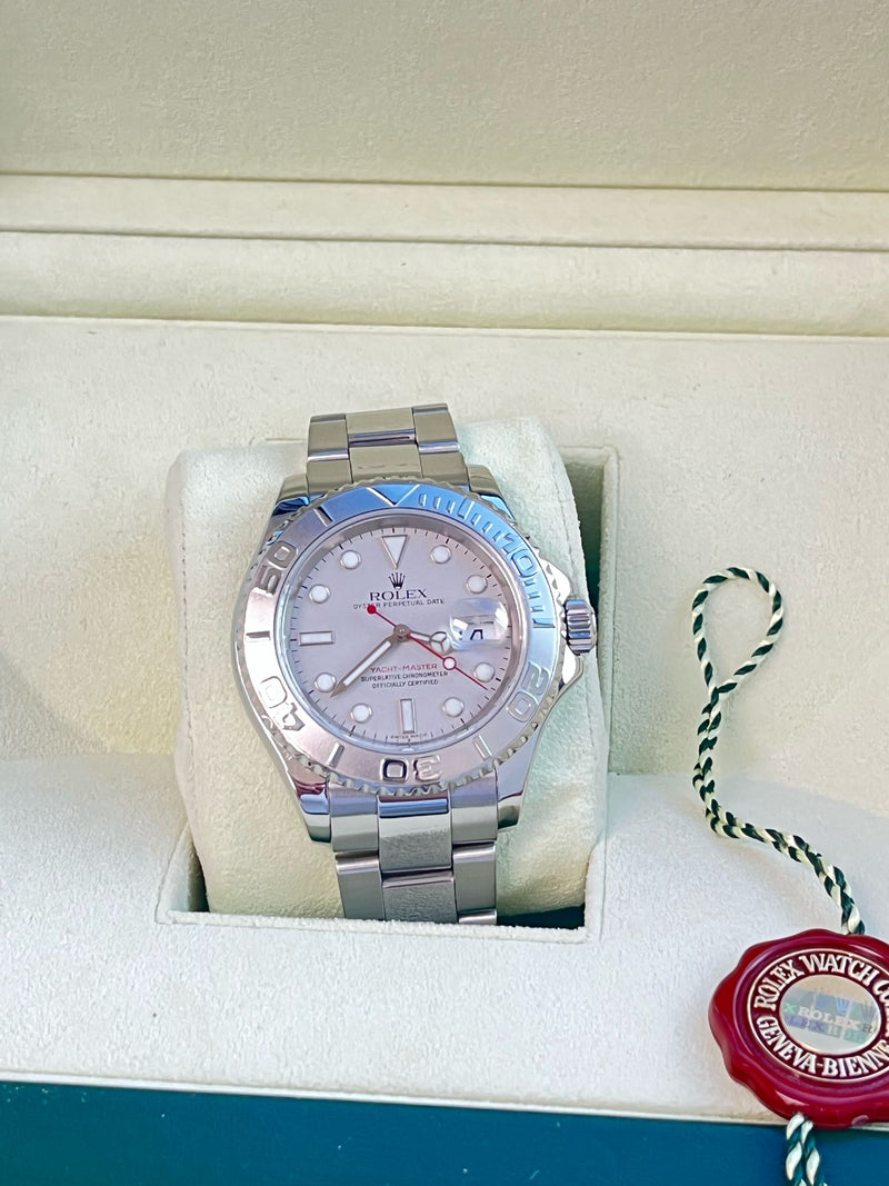 Rolex Yacht-Master Platinum Dial Bi-Directional Bezel Steel Men's Watch 16622