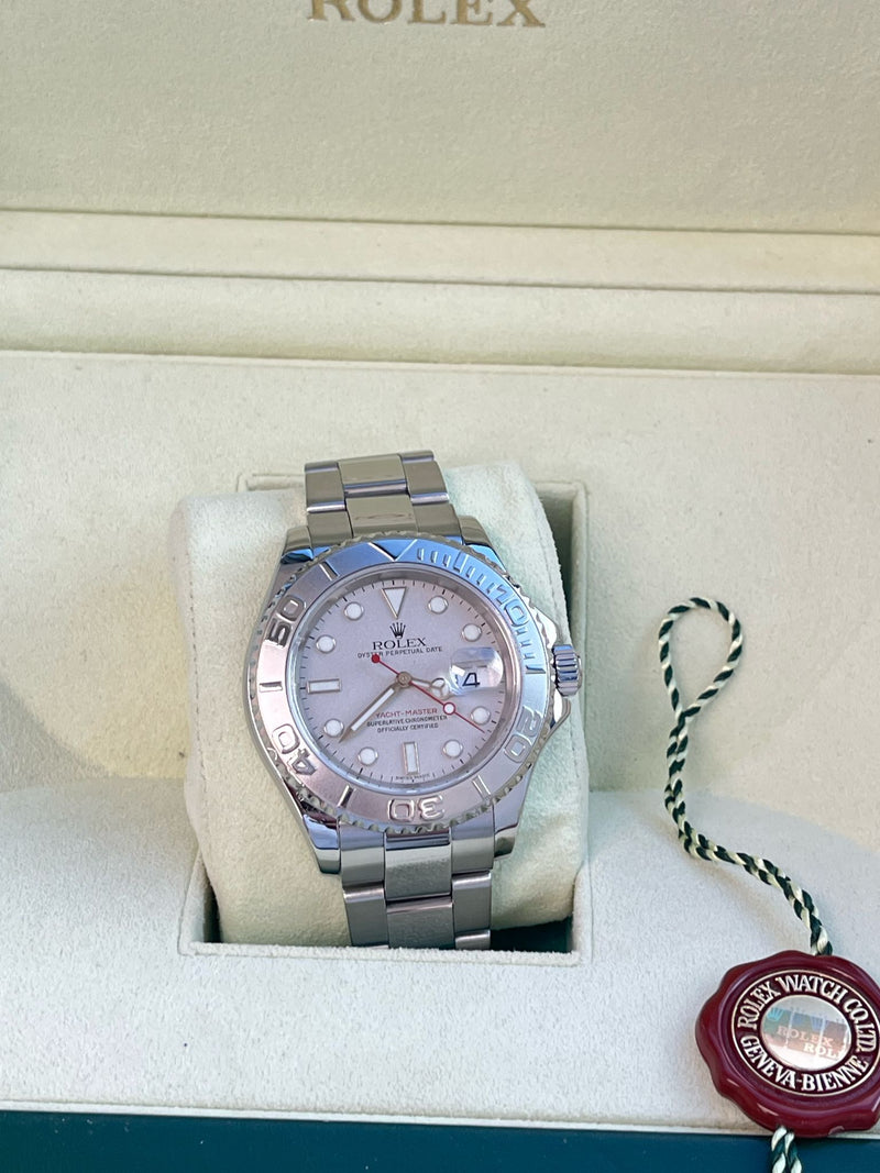 Rolex Yacht-Master Platinum Dial Bi-Directional Bezel Steel Men's Watch 16622