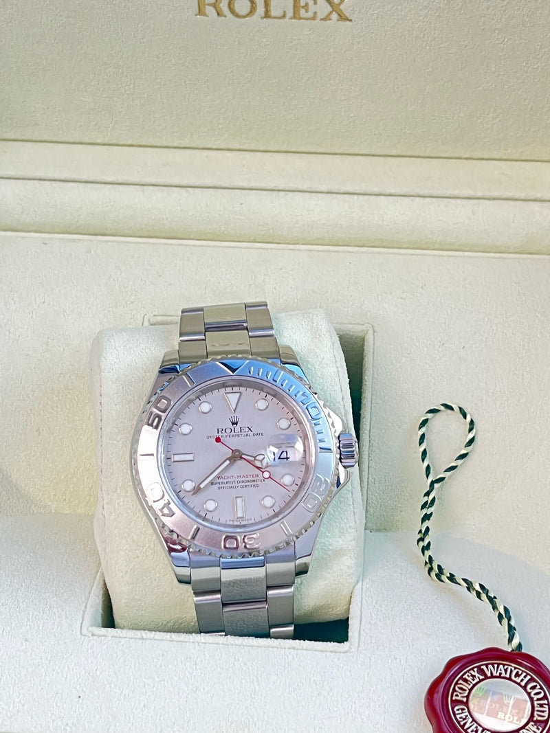 Rolex Yacht-Master Platinum Dial Bi-Directional Bezel Steel Men's Watch 16622