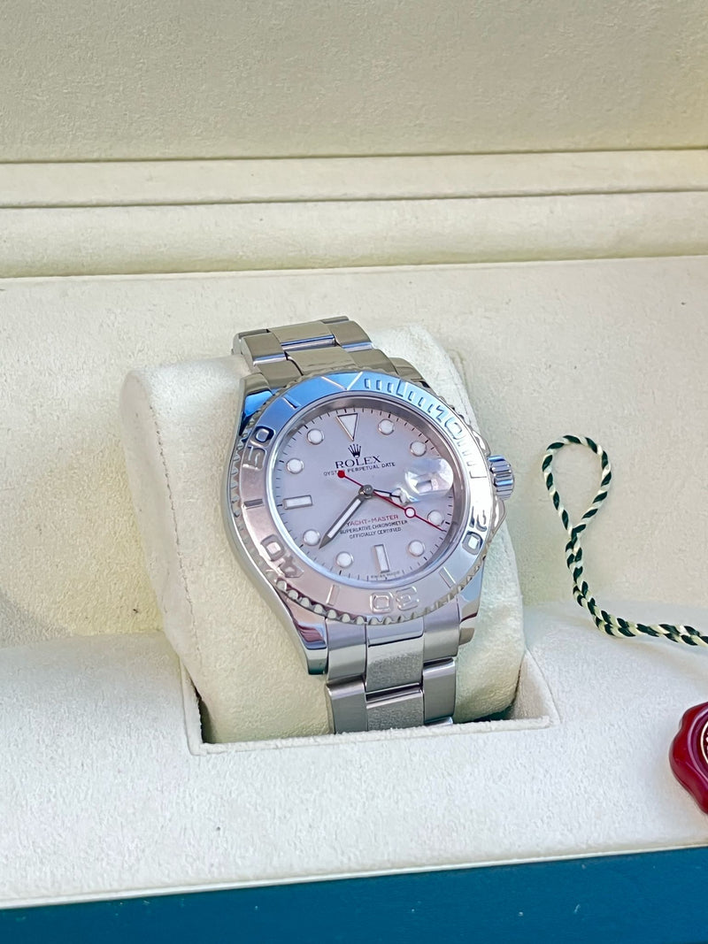 Rolex Yacht-Master Platinum Dial Bi-Directional Bezel Steel Men's Watch 16622