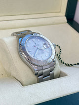 Rolex Yacht-Master Platinum Dial Bi-Directional Bezel Steel Men's Watch 16622