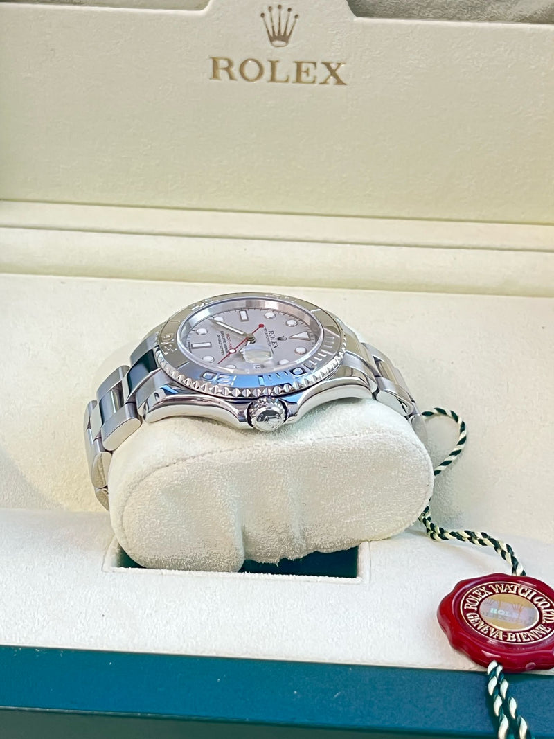 Rolex Yacht-Master Platinum Dial Bi-Directional Bezel Steel Men's Watch 16622