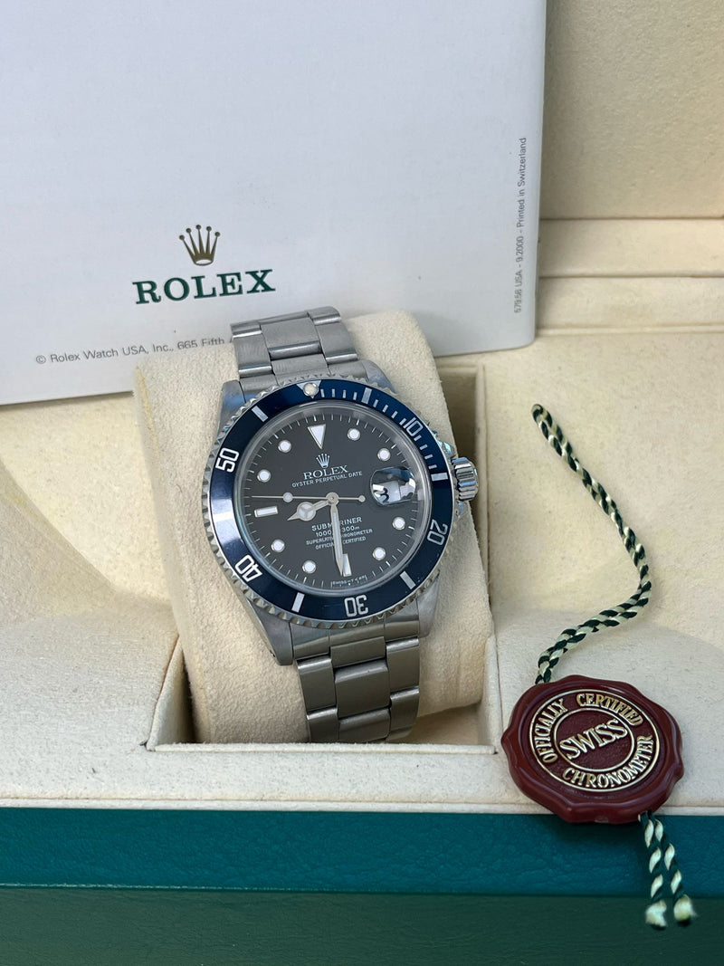 Rolex Submariner Date 40mm Black Dial Oyster Steel Automatic Men's Watch 16610