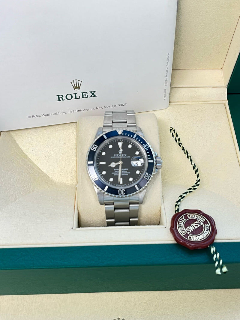 Rolex Submariner Date 40mm Black Dial Oyster Steel Automatic Men's Watch 16610