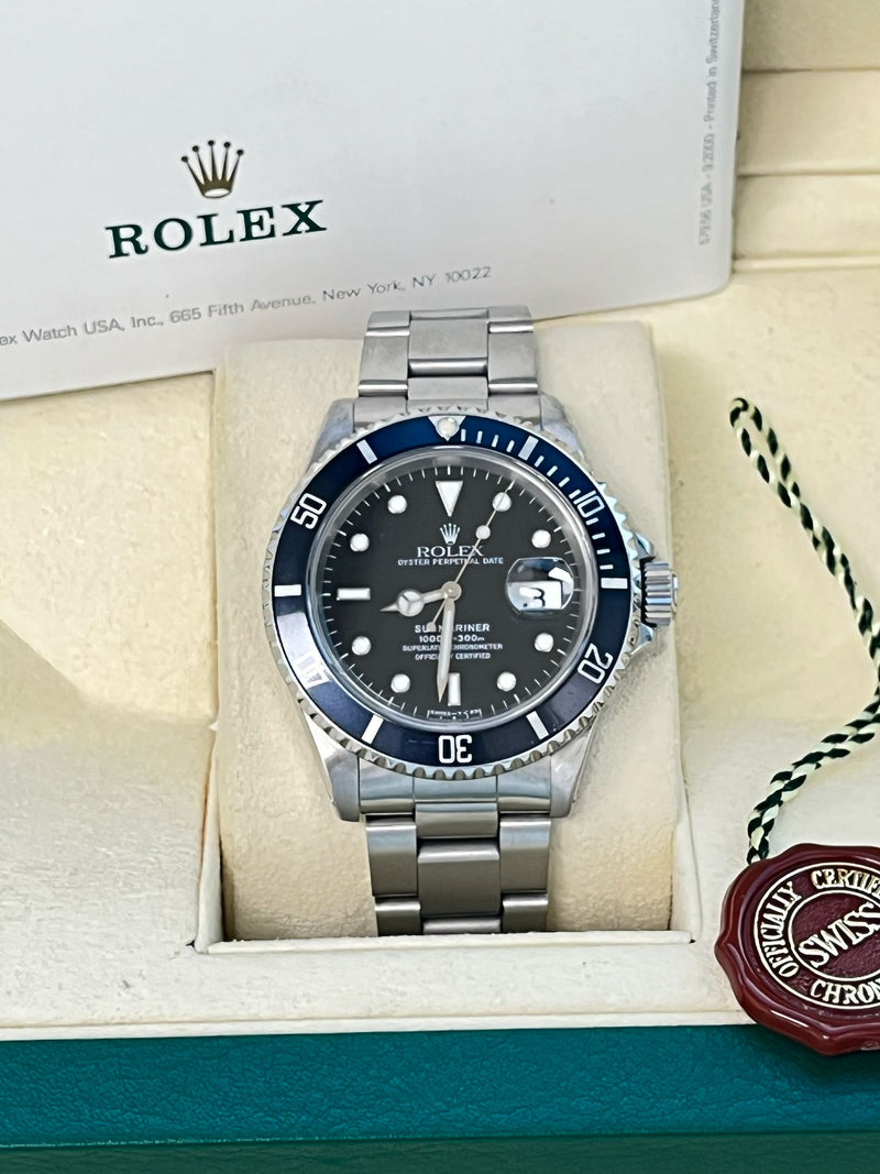 Rolex Submariner Date 40mm Black Dial Oyster Steel Automatic Men's Watch 16610