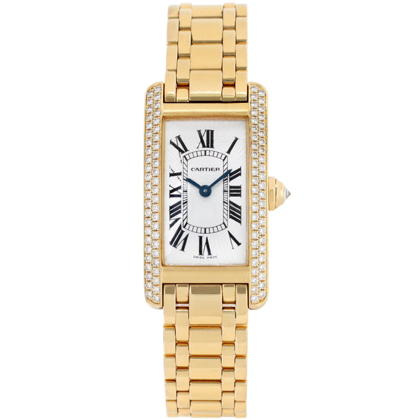 Cartier Tank Americaine 18K Yellow Gold Diamond Bezel Ladies Watch W528634