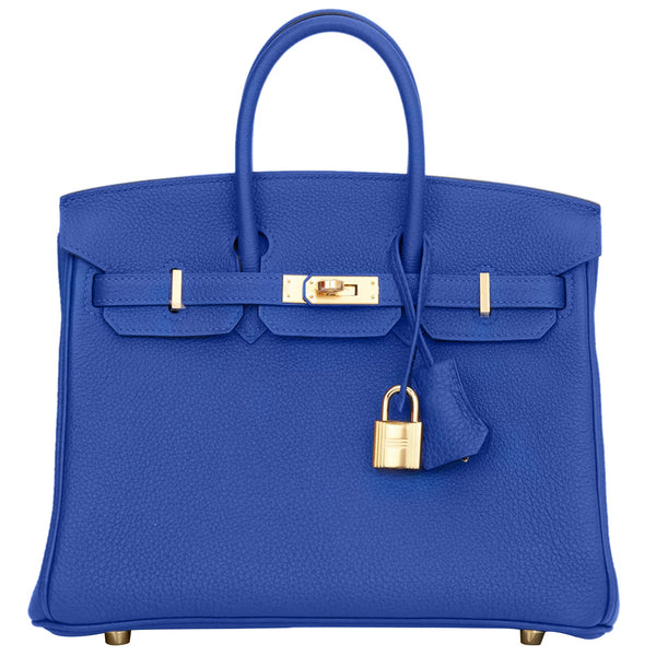 Hermes Birkin 25 Bleu Royal Togo Leather Gold Hardware Handbag