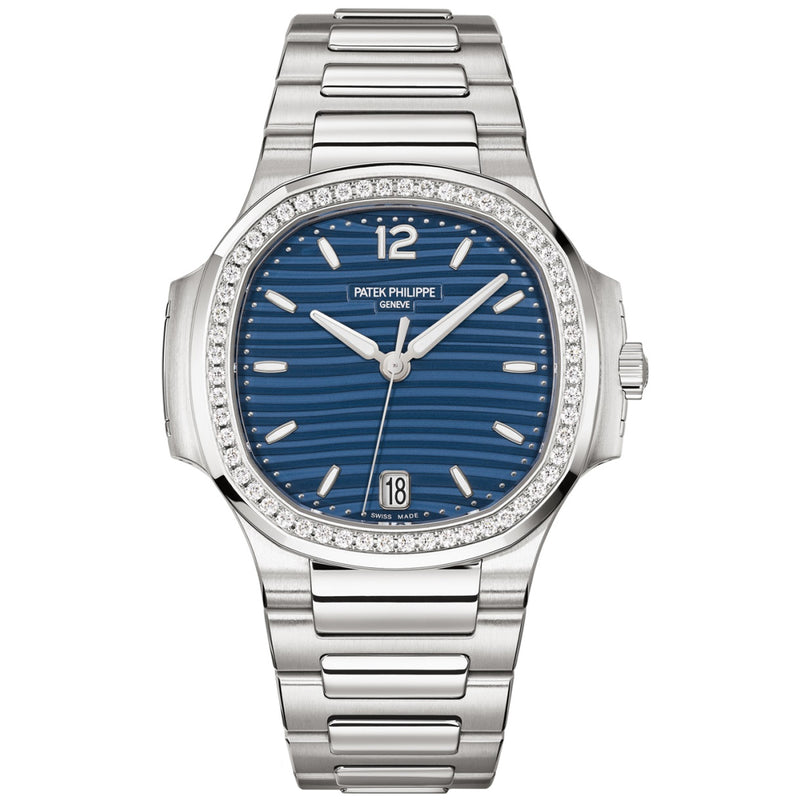 Patek Philippe Nautilus 35.2mm Blue Dial Diamond Bezel Ladies Watch 7118/1200A