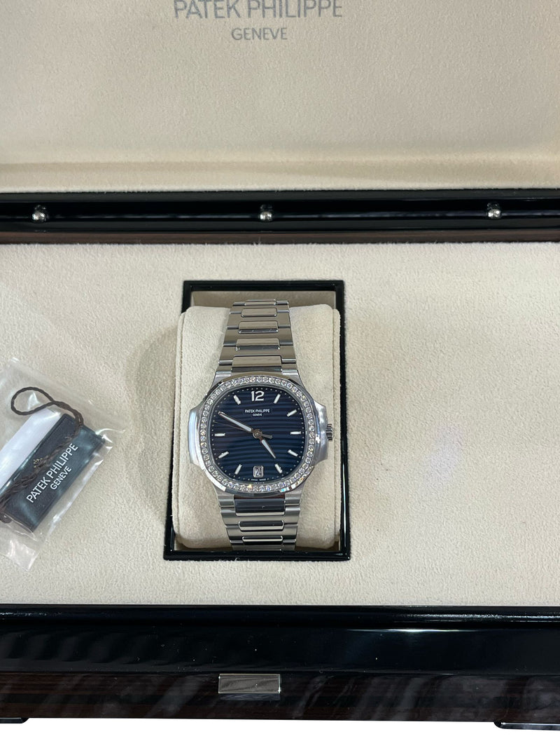 Patek Philippe Nautilus 35.2mm Blue Dial Diamond Bezel Ladies Watch 7118/1200A