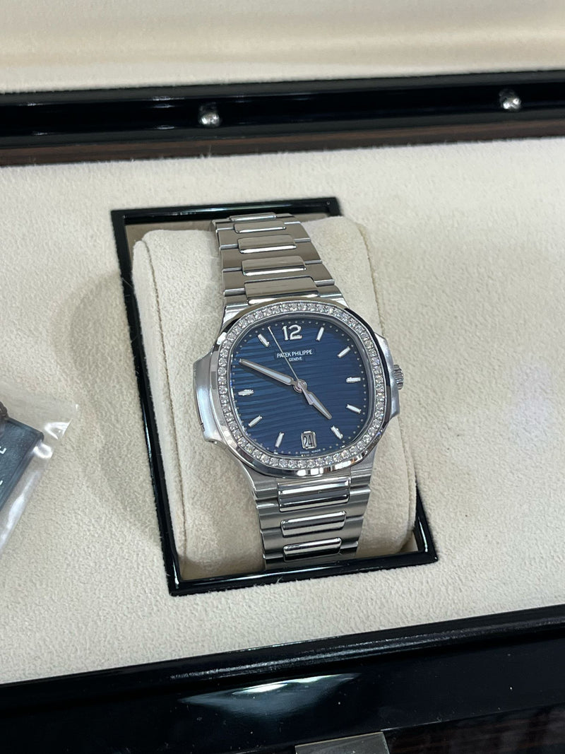 Patek Philippe Nautilus 35.2mm Blue Dial Diamond Bezel Ladies Watch 7118/1200A