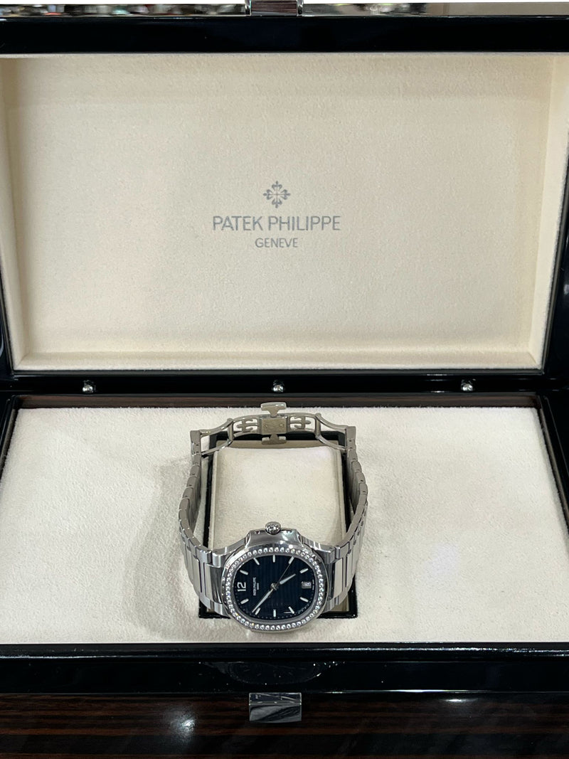 Patek Philippe Nautilus 35.2mm Blue Dial Diamond Bezel Ladies Watch 7118/1200A