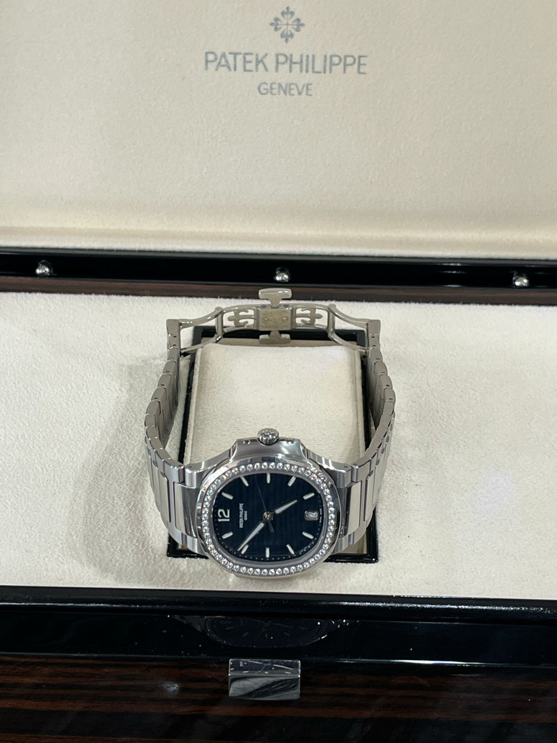 Patek Philippe Nautilus 35.2mm Blue Dial Diamond Bezel Ladies Watch 7118/1200A