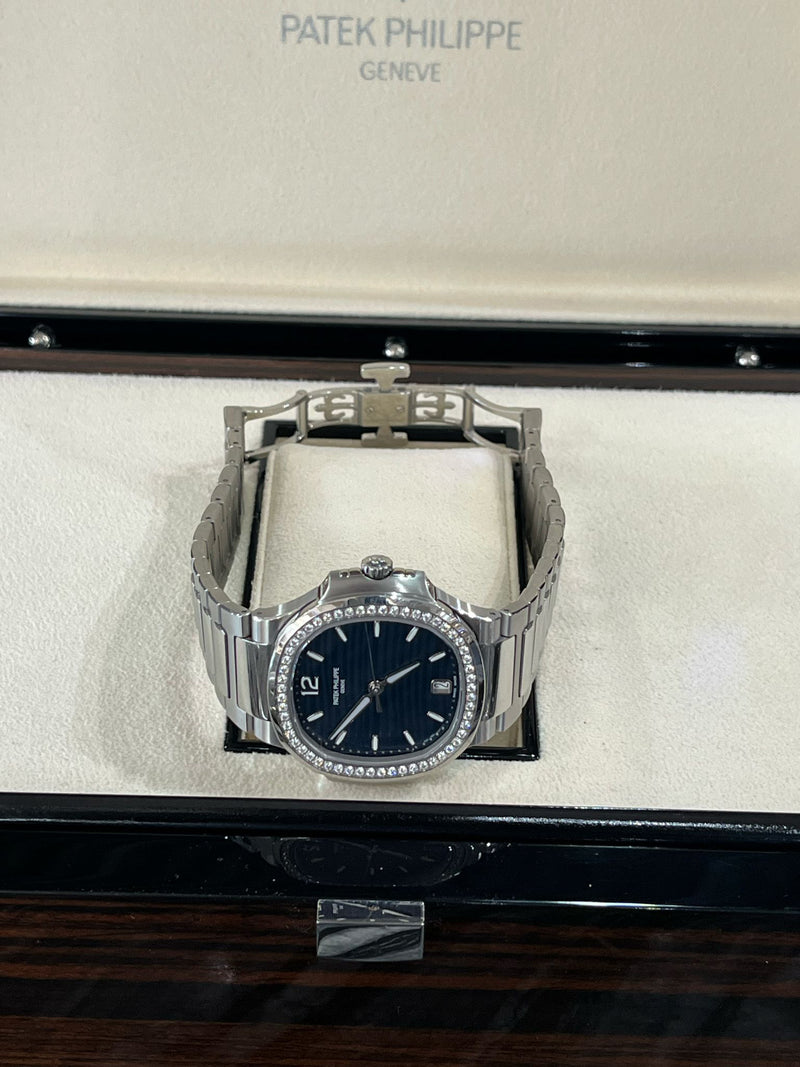 Patek Philippe Nautilus 35.2mm Blue Dial Diamond Bezel Ladies Watch 7118/1200A