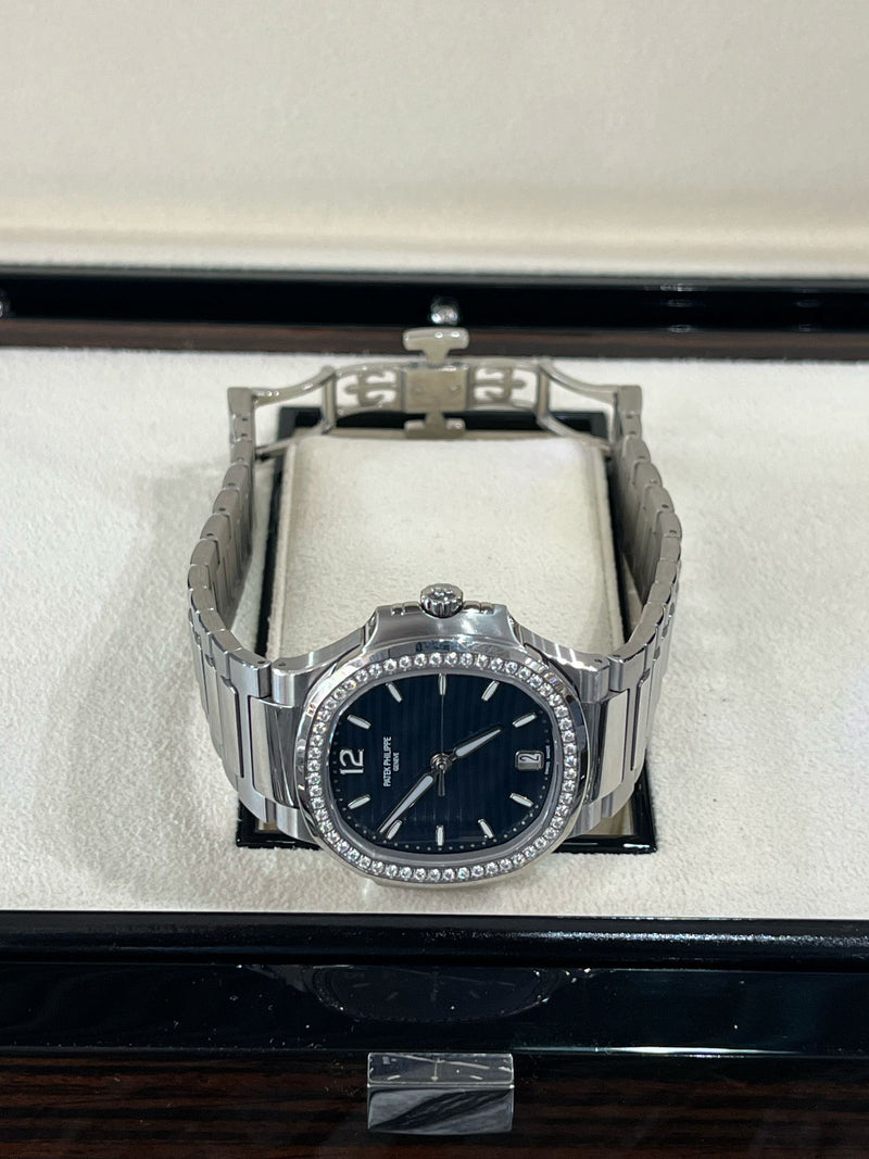 Patek Philippe Nautilus 35.2mm Blue Dial Diamond Bezel Ladies Watch 7118/1200A