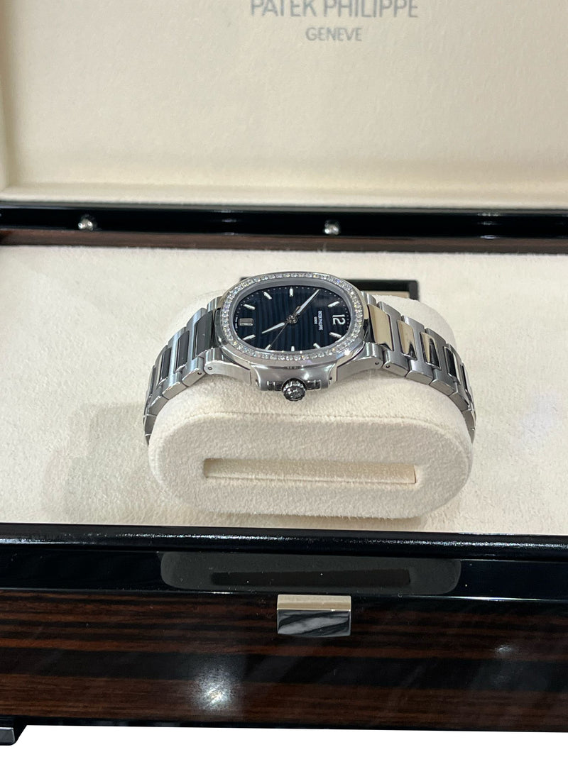 Patek Philippe Nautilus 35.2mm Blue Dial Diamond Bezel Ladies Watch 7118/1200A