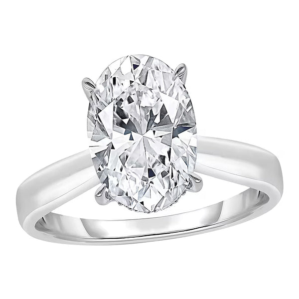 2.09ct GIA Oval Natural Solitaire Diamond Engagement Ring In 18K White Gold