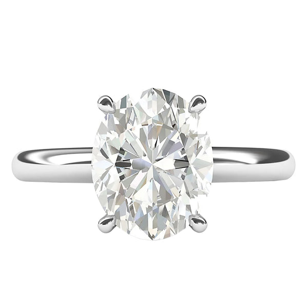 2.09ct GIA Oval Natural Solitaire Diamond Engagement Ring In 18K White Gold