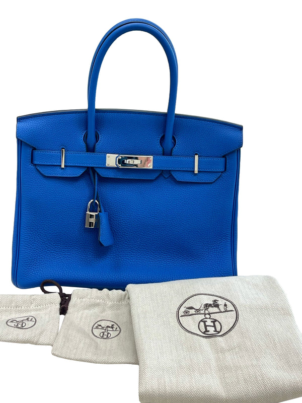 Hermes Birkin 30 Togo Leather Bleu Royal with Palladium Hardware Handbag