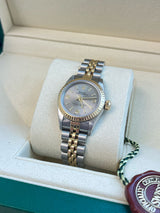 Rolex Oyster Perpetual 26mm Grey Dial Gold Steel Jubilee Bracelet Watch 67193