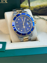 Rolex Submariner Date 40mm Gold/Steel Blue Serti Diamond Dial Men's Watch 16613
