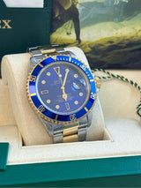 Rolex Submariner Date 40mm Gold/Steel Blue Serti Diamond Dial Men's Watch 16613