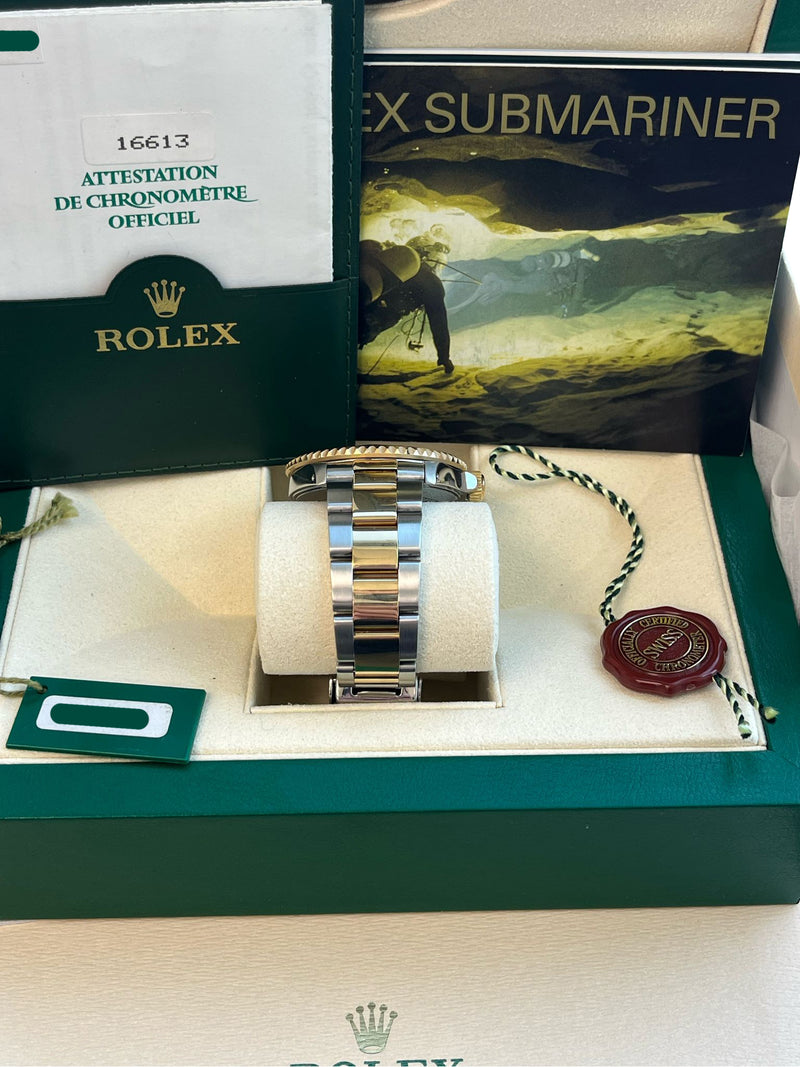Rolex Submariner Date 40mm Gold/Steel Blue Serti Diamond Dial Men's Watch 16613