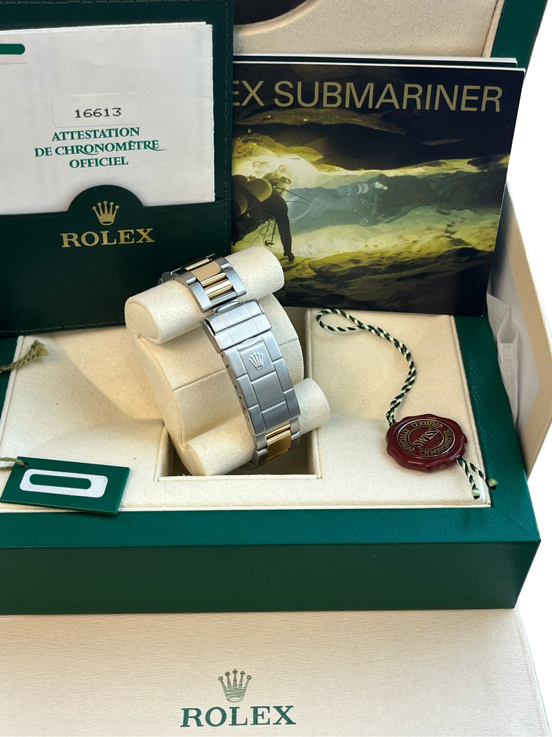 Rolex Submariner Date 40mm Gold/Steel Blue Serti Diamond Dial Men's Watch 16613