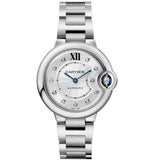 Cartier Ballon Bleu de Cartier 33mm Silver Guilloche Diamond Dial Watch W4BB0021