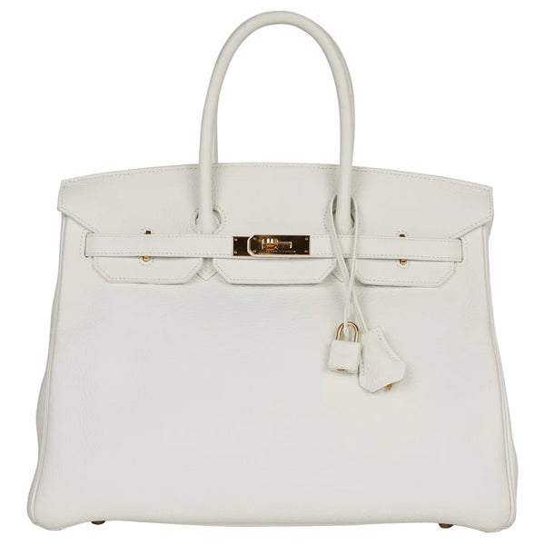 Hermes Birkin 35 White Clemence Gold Hardware With Lock Keys and Certificate