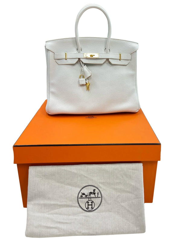 Hermes Birkin 35 White Clemence Gold Hardware With Lock Keys and Certificate