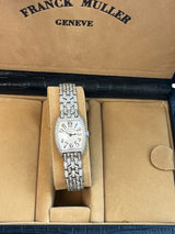 Franck Muller Cintree Curvex 18k White Gold with Diamond Tonneau Watch 2250 QZ D